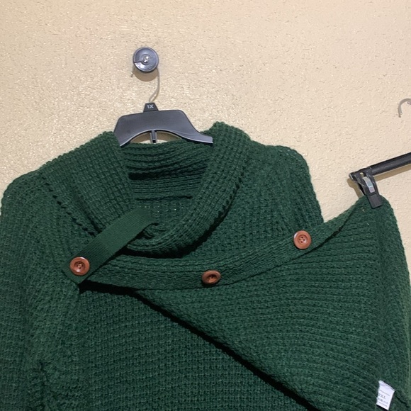 Dark Green Sweater 2XL Stretchy Pull Over Long Sleeve Open Front Cross Over - Picture 15 of 16